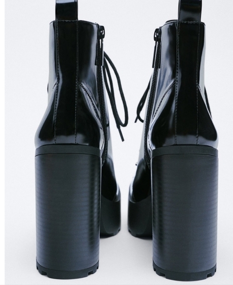 Zara heeled hiker Platform ankle boots Sz-10 - Picture 3 of 10